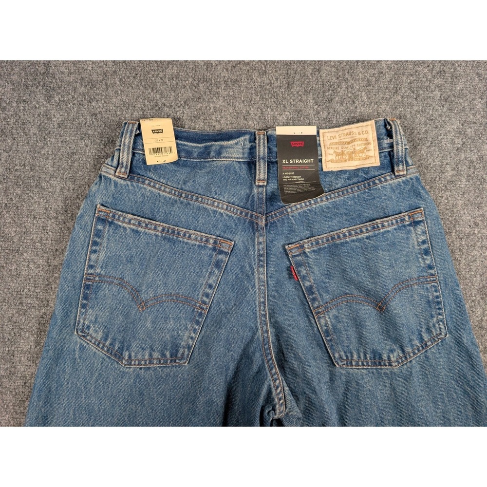 Levis Premium XL Straight Jeans Womens 25/31 Med Wash Wide Leg NWT - Picture 11 of 12